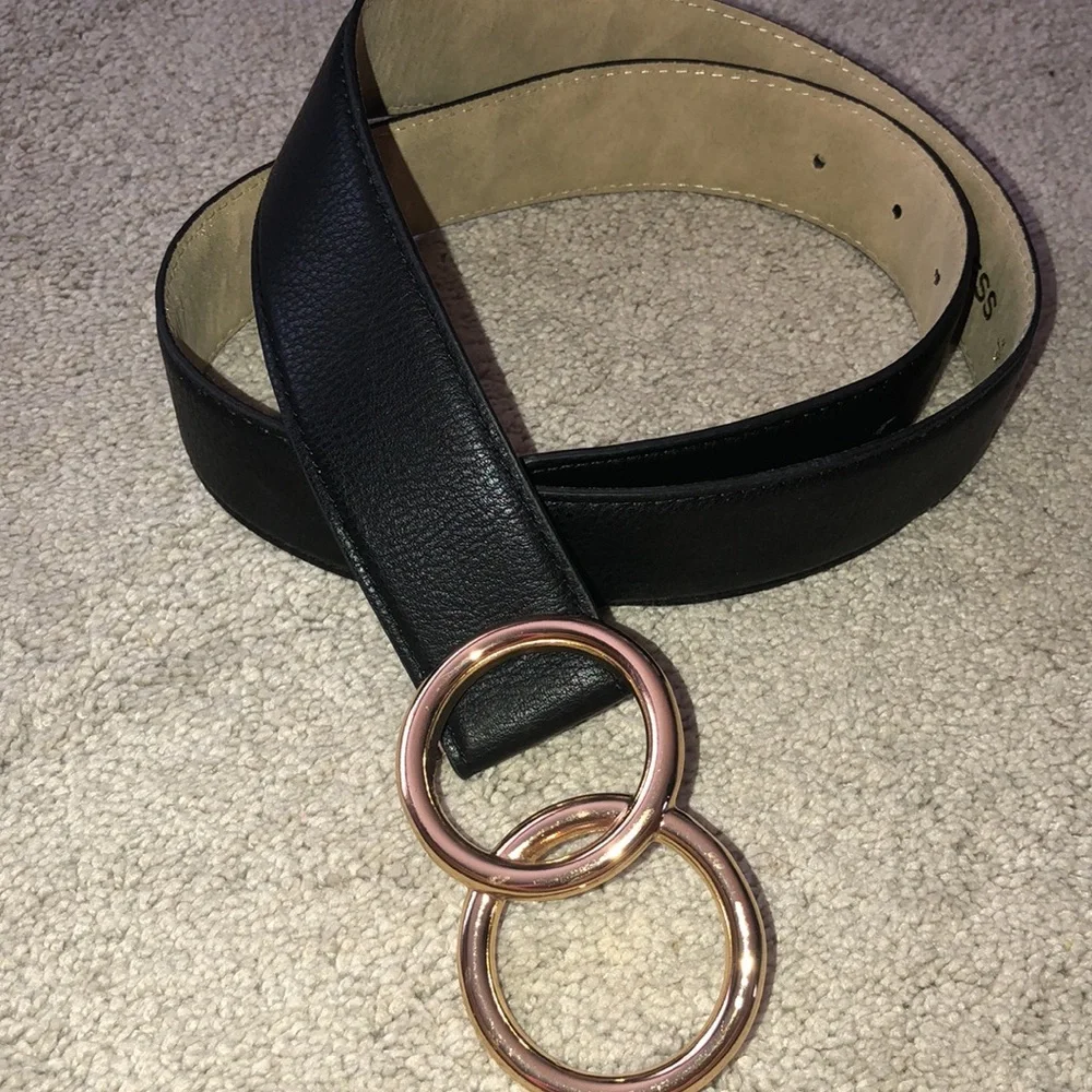 Express Synthetic leather,‎ Black ,Gold double circle buckle women’s medium